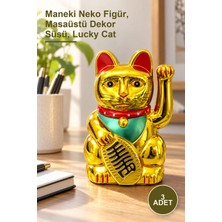 Yenilig 3 Adet Pilli Sallanan Şans Kedisi – Maneki Neko Figür, Masaüstü Dekor Süsü, Lucky Cat