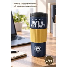 Yenilig 10 Adet Termos Mug – 600 ml Çift Katmanlı Paslanmaz Çelik, Seyahat ve Günlük Kullanım Için Have A Nice Day Desenli Travel Mug Thermos
