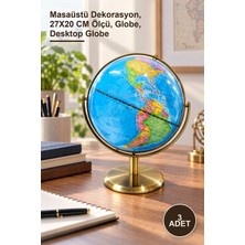 Yenilig 3 Adet Dekoratif Masa Üstü Dünya Küresi – Masaüstü Dekorasyon, 27X20 cm Ölçü, Globe, Desktop Globe