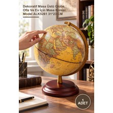 Yenilig 1 Adet Dünya Küre – Dekoratif Masa Üstü Globe, Ofis ve Ev Için Masa Küresi Model ALK5261 31*23 cm
