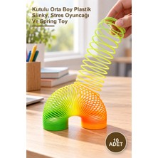 Yenilig 10 Adet Gökkuşağı Stres Yayı – Kutulu Orta Boy Plastik Slinky, Stres Oyuncağı ve Spring Toy