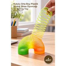 Yenilig 4 Adet Gökkuşağı Stres Yayı – Kutulu Orta Boy Plastik Slinky, Stres Oyuncağı ve Spring Toy