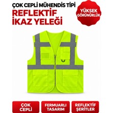 German Kupfermax Çok Cepli Reflektif Ikaz Yeleği Fermuarlı Yüksek Görünürlüklü