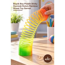 Yenilig 3 Adet Gökkuşağı Stres Yayı – Büyük Boy Plastik Slinky Oyuncak Kutulu Rainbow Stress Toy Sarmal