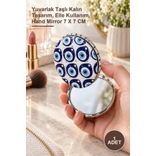 Yenilig 1 Adet El Aynası – Yuvarlak Taşlı Kalın Tasarım, Elle Kullanım, Hand Mirror 7 x 7 cm