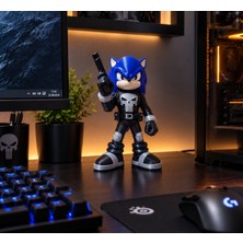 Demirhan3D Sonic Punisher Figürü 22 cm - Punisher Kıyafetli Sonic The Hedgehog Figür