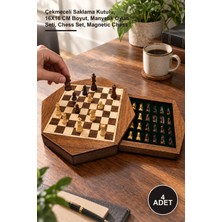Yenilig 4 Adet Mıknatıslı Ahşap Satranç Takımı – Çekmeceli Saklama Kutulu, 16X16 cm Boyut, Manyetik Oyun Seti, Chess Set, Magnetic Chess