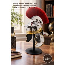 Yenilig 3 Adet Dekoratif Miğfer Biblosu – Ahşap Kaideli Masaüstü Obje, Dekor Figür, Helmet Figurine, Desk Ornament, 25 x 13 cm