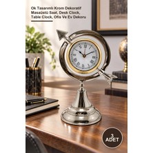 Yenilig 3 Adet Masa Saati – Ok Tasarımlı Krom Dekoratif Masaüstü Saat, Desk Clock, Table Clock, Ofis ve Ev Dekoru