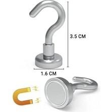 Defne Store 16 mm Çapında Manyetik Kanca Askı, Güçlü Neodyum Mıknatıs, 2 Adet