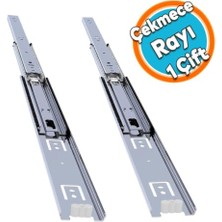 Defne Store 40 cm Uzunluk ve 4.3 cm En Ölçülü Bilyalı Metal Çekmece Rayı, 1 Çift