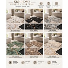 Krm Dünya Ürünleri Krm Home 2’li Banyo Paspas Seti Altın Damarlı Mermer Desenli Kaymaz Taban Yıkanabilir 60X100 + 50X60 cm