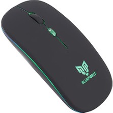 Defne Store Siyah Işıklı Sessiz Kablosuz Mouse, 2,4 Ghz Bluetooth