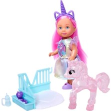 Defne Store 105733728 Evi Love Unicorn Arkadaşım, Unicorn Figürü ve Küçük Ahır, Aksesuarlar, Saç Bantlı Unicorn Elbisesi, 12 cm