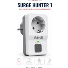 Defne Store 1050 Joule Akım Korumalı Tekli Topraklı Priz, 16A 3680W, Yıldırım Etkilerine Karşı Koruma