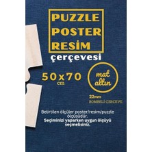 Defne Store Çerçeve; 22LIK Puzzle Poster Resim Çerçevesi Pvcli Postersiz Resimsiz (Eskitme Altın, 50X70)