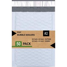 Defne Store #2 Dolgulu Zarf Postası, 20,5 x 30,5 Cm, Su Geçirmez, 50'li Paket, PBM8512-50, Beyaz