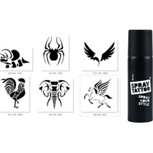 Defne Store Dinazor Horoz Spray Tattoo Geçici Sprey Dövme Seti