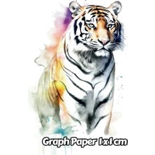 Defne Store Watercolor Tiger Graph Paper 1x1 Cm: 1 cm Squared Grid Paper | Gift For People Who Love Cats; Wildlife Animal Lovers | For Back To School, Office, Work | 8.5 x 11 Inches | 111 Pages | V6