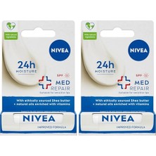 Defne Store Med Repair Dudak Bakım Kremi; 24 Saat Nem, Doğal Yağlar ile Çatlamış Dudak Bakım, Spf 15 (4,8 Ml) (2 Paketi)