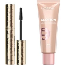 Defne Store Panorama Hacim Veren Siyah Maskara & Glotion All-In-One Doğal Işıltı 902 Makyaj Seti