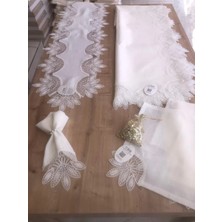 Umut Home Sofra Takımı Lady Gardenya Keten Yemek Takımı 160X220 Masa Seti 12 Kişilik 26 Parça
