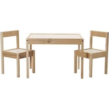 Defne Store Latt Çocuk Masası ve 2 Sandalye, Beyaz Çam, 501.784.11