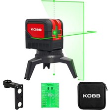 Defne Store KBL92G 30 Metre Profesyonel Yatay ve Dikey Otomatik Hizalamalı Yeşil Çapraz Çizgi Lazer, 2 Noktalı Şakül Lazer Distomat + Mini Tripod, Kırmızı/siyah