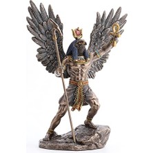 Defne Store Mısır Güneş Tanrısı Ra Reçine Heykeli, 10 3/8 Inç, Antik Bronz Kaplama