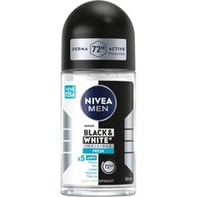 Defne Store Erkek Roll-On Deodorant Black&white Invisible Fresh 50 Ml, 72 Saat Anti-Perspirant Koruma