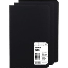 Defne Store Inknotesbrand: Noir No. I 60 Sayfa Not Defteri, 3'lü Set - 9 x 14 cm - Kareli