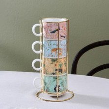Defne Store Lavinya 4'lü Standlı Mug/çay Fincanı