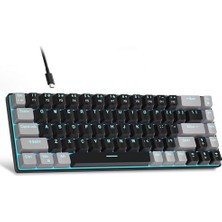 Defne Store Mk-Box %60 Mekanik Mini Klavye, 68 Tuş, LED Aydınlatma, Kablolu, Kırmızı Switch, Siyah/gri