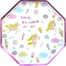 Defne Store Tabak; Unicorn Desenli Sekizgen Karton, 8'li, Yaldızlı