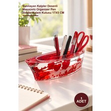 Yenilig 1 Adet Kayık Tasarımlı Kalemlik – Batmayan Kalpler Desenli Masaüstü Organizer Pen Holder Kalem Kutusu 17X5 cm