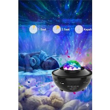 Akıllı Bayi Galaksi Yıldız Projektörü ve Bluetooth Hoparlör 10 Renk Modlu Okyanus Dalgalı Gece & Disko Lambası