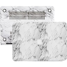 Defne Store MacBook Air M1 Kılıfı A2337 Uyumlu 13 Inç A2179 A1932 Premium Deri Kaplama Mermer Desenli Sert Koruyucu Kılıf Beyaz