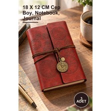 Yenilig 3 Adet Vintage Deri Kapaklı Not Defteri – 18 x 12 cm Cep Boy, Notebook, Journal