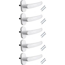Defne Store Pvc Pencere Kolu Plastik Cam Kolu, 5 Adet, Dayanıklı Beyaz Pencere Açma Kolu, Evrensel Uyumlu, Vidalı Montaj