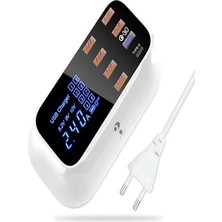 Defne Store 8 Port USB Hızlı Şarj Istasyonu, Qc 3.0 ve Type-C, Amper LED Göstergeli, 1.5m Kablo, Beyaz