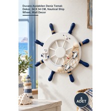 Yenilig 5 Adet Ahşap Marin Dümen – Duvara Asılabilen Deniz Temalı Dekor, 34 x 34 Cm, Nautical Ship Wheel, Wall Decor