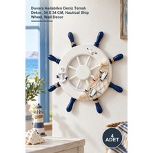 Yenilig 4 Adet Ahşap Marin Dümen – Duvara Asılabilen Deniz Temalı Dekor, 34 x 34 Cm, Nautical Ship Wheel, Wall Decor