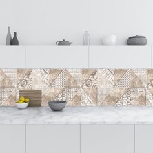 Defne Store Kahverengi Desenli Mutfak Tezgah Arası 60X300 cm Fayans Kaplama Folyosu