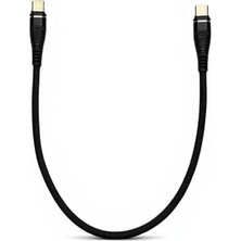 Defne Store Type-C To Type-C Kablo 30 Cm, 60W Hızlı Şarj ve 5gbps Veri Aktarımı, Dayanıklı Örgü Kaplama, ZR876