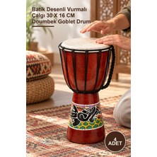 Yenilig 4 Adet Ahşap Batikli Darbuka – Batik Desenli Vurmalı Çalgı 30 x 16 cm Doumbek Goblet Drum