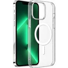 Case World Apple iPhone 13 Pro ile Uyumlu M-Safe Şarj Özellikli Sararmaz Pc Premium Slim Mika Şeffaf Kılıf