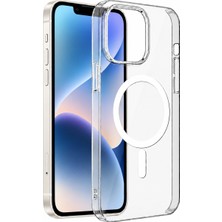 Case World Apple iPhone 14 Plus ile Uyumlu M-Safe Şarj Özellikli Sararmaz Pc Premium Slim Mika Şeffaf Kılıf