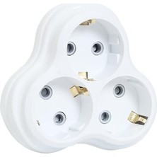 Defne Store 3'lü Golyat Fiş; Üçlü Topraklı Priz Duvar Tipi Çoklayıcı Fiş, 16A 250 V, Max 3600 W (Beyaz)