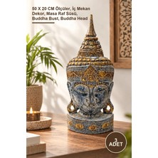 Yenilig 3 Adet Ahşap Dekoratif Buda Büstü – 50 x 20 cm Ölçüler, Iç Mekan Dekor, Masa Raf Süsü, Buddha Bust, Buddha Head