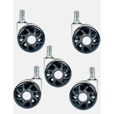 Defne Store Oyuncu Koltuğu Tekerlekleri, 5'li Set, 60 mm Çap, 11 mm Pim, Yumuşak Yüzey
